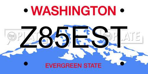 Z85EST Washington License Plate