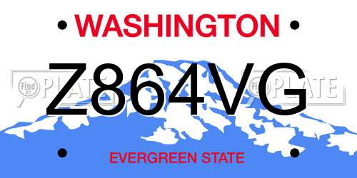 Z864VG Washington License Plate