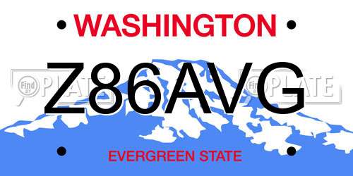 Z86AVG Washington License Plate