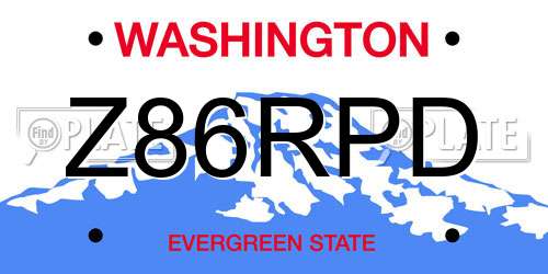 Z86RPD Washington License Plate