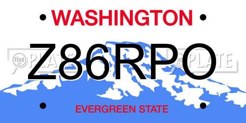 Z86RPO Washington License Plate