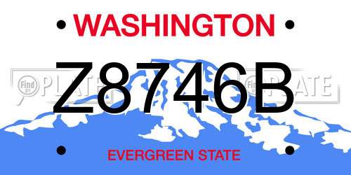 Z8746B Washington License Plate