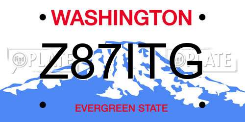Z87ITG Washington License Plate