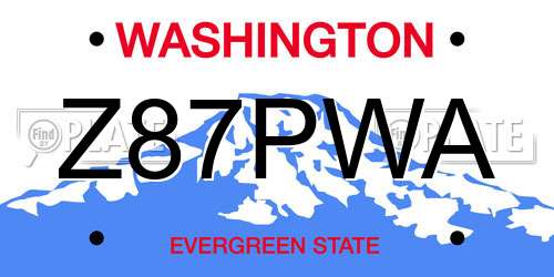 Z87PWA Washington License Plate