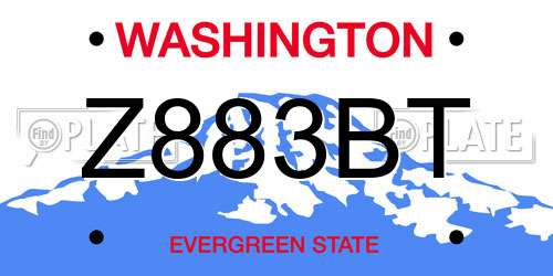 Z883BT Washington License Plate
