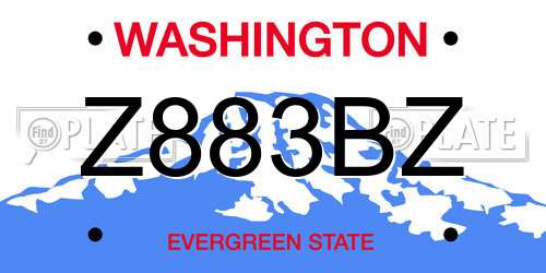 Z883BZ Washington License Plate