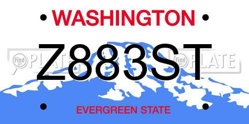 Z883ST Washington License Plate