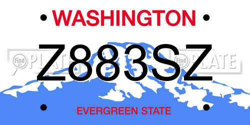 Z883SZ Washington License Plate