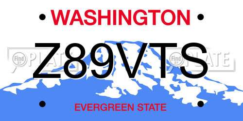 Z89VTS Washington License Plate