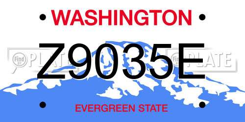Z9035E Washington License Plate