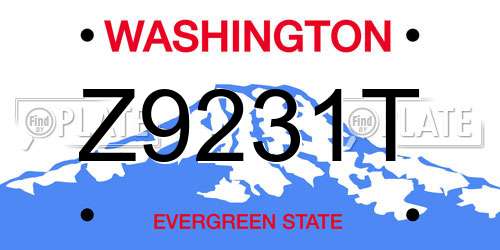 Z9231T Washington License Plate