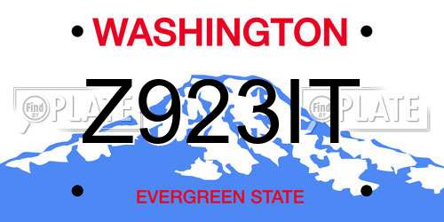 Z923IT Washington License Plate
