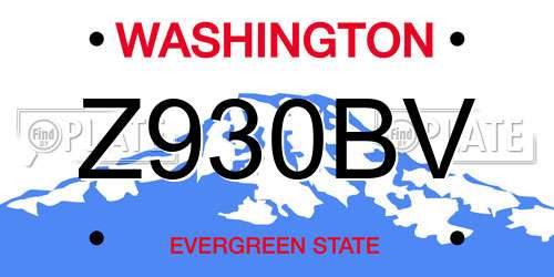 Z930BV Washington License Plate