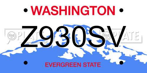 Z930SV Washington License Plate