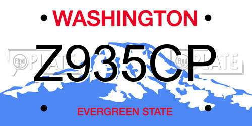 Z935CP Washington License Plate