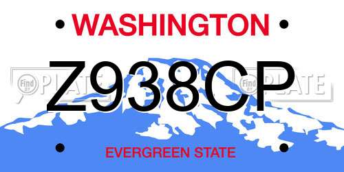 Z938CP Washington License Plate