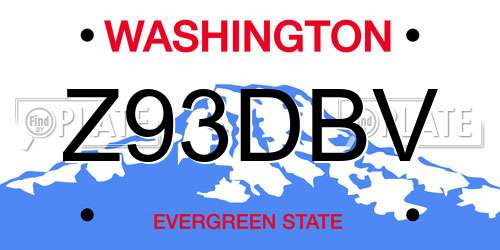 Z93DBV Washington License Plate