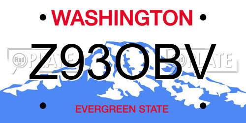 Z93OBV Washington License Plate
