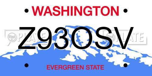 Z93OSV Washington License Plate