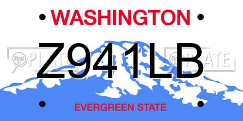 Z941LB Washington License Plate