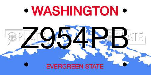 Z954PB Washington License Plate