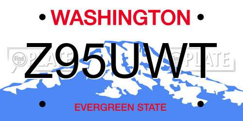 Z95UWT Washington License Plate