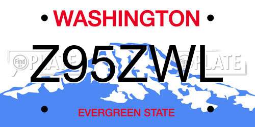 Z95ZWL Washington License Plate