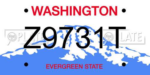 Z9731T Washington License Plate