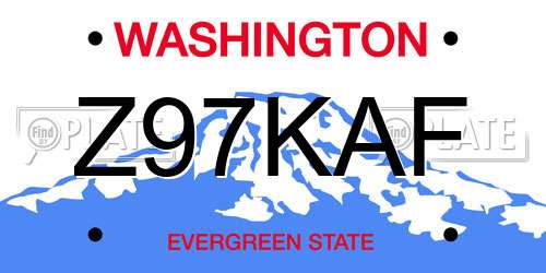 Z97KAF Washington License Plate