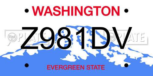 Z981DV Washington License Plate