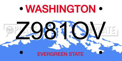 Z981OV Washington License Plate