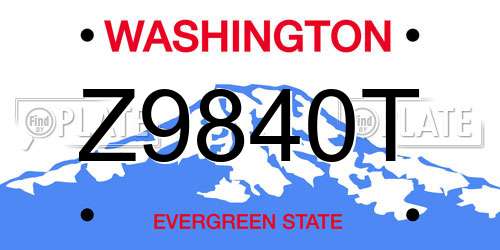 Z9840T Washington License Plate