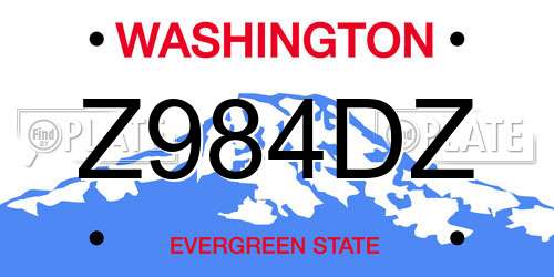Z984DZ Washington License Plate