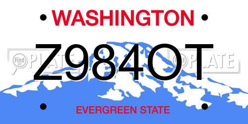 Z984OT Washington License Plate