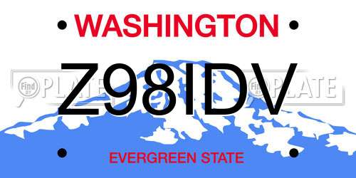 Z98IDV Washington License Plate