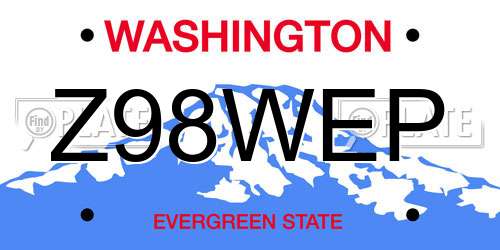 Z98WEP Washington License Plate