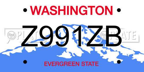 Z991ZB Washington License Plate