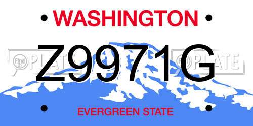 Z9971G Washington License Plate
