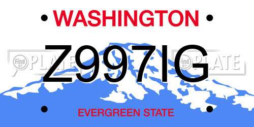 Z997IG Washington License Plate