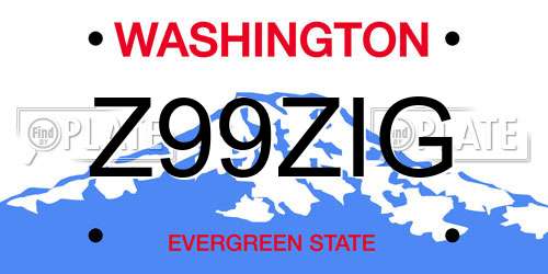 Z99ZIG Washington License Plate