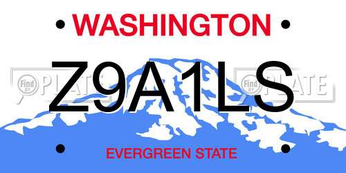 Z9A1LS Washington License Plate