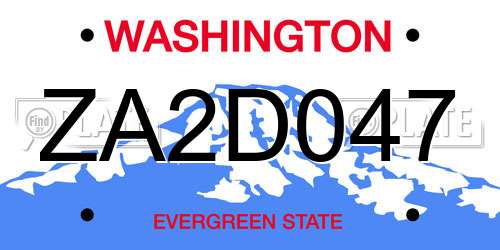 ZA2D047 Washington License Plate