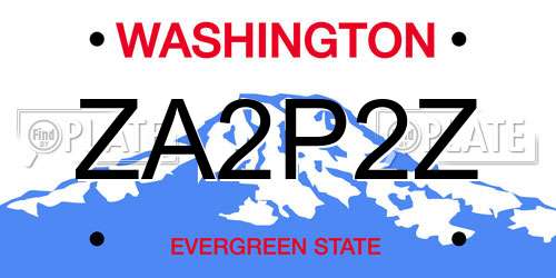 ZA2P2Z Washington License Plate