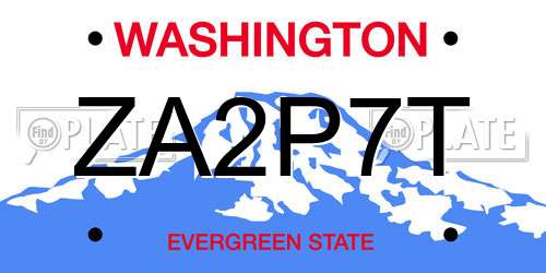 ZA2P7T Washington License Plate