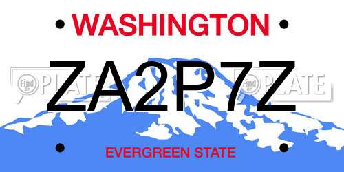 ZA2P7Z Washington License Plate