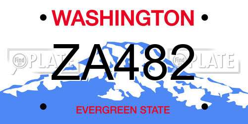 ZA482 Washington License Plate
