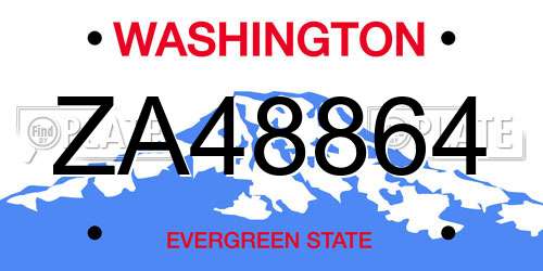 ZA48864 Washington License Plate
