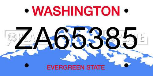 ZA65385 Washington License Plate