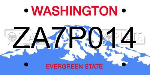 ZA7P014 Washington License Plate