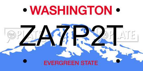 ZA7P2T Washington License Plate